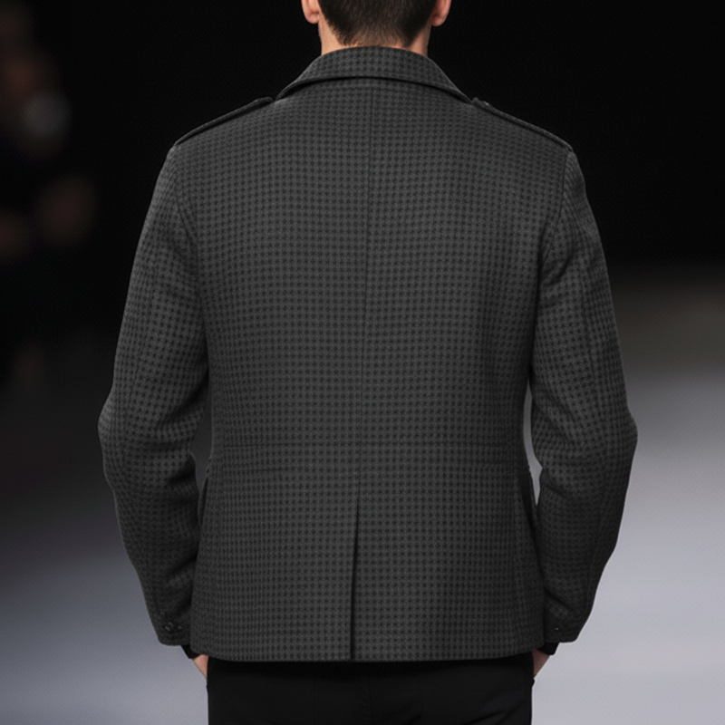 Men's Urban Dark Grey Waffle Texture Button Jacket MTA1321K5U