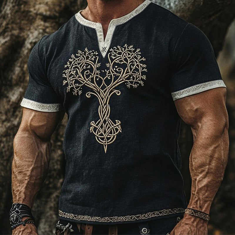 Men's Contrast Print Crew Neck Short Sleeve T-Shirt MTA0850E6X