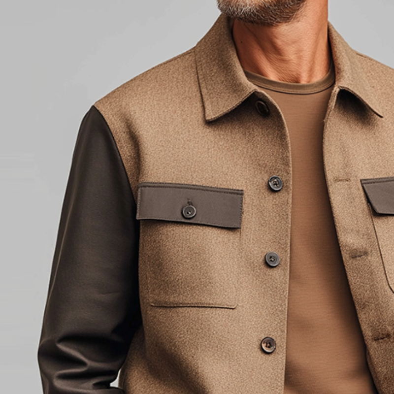 Men's Vintage Casual Business Leather Stitching Lapel Button Jacket MTA1099I7TO