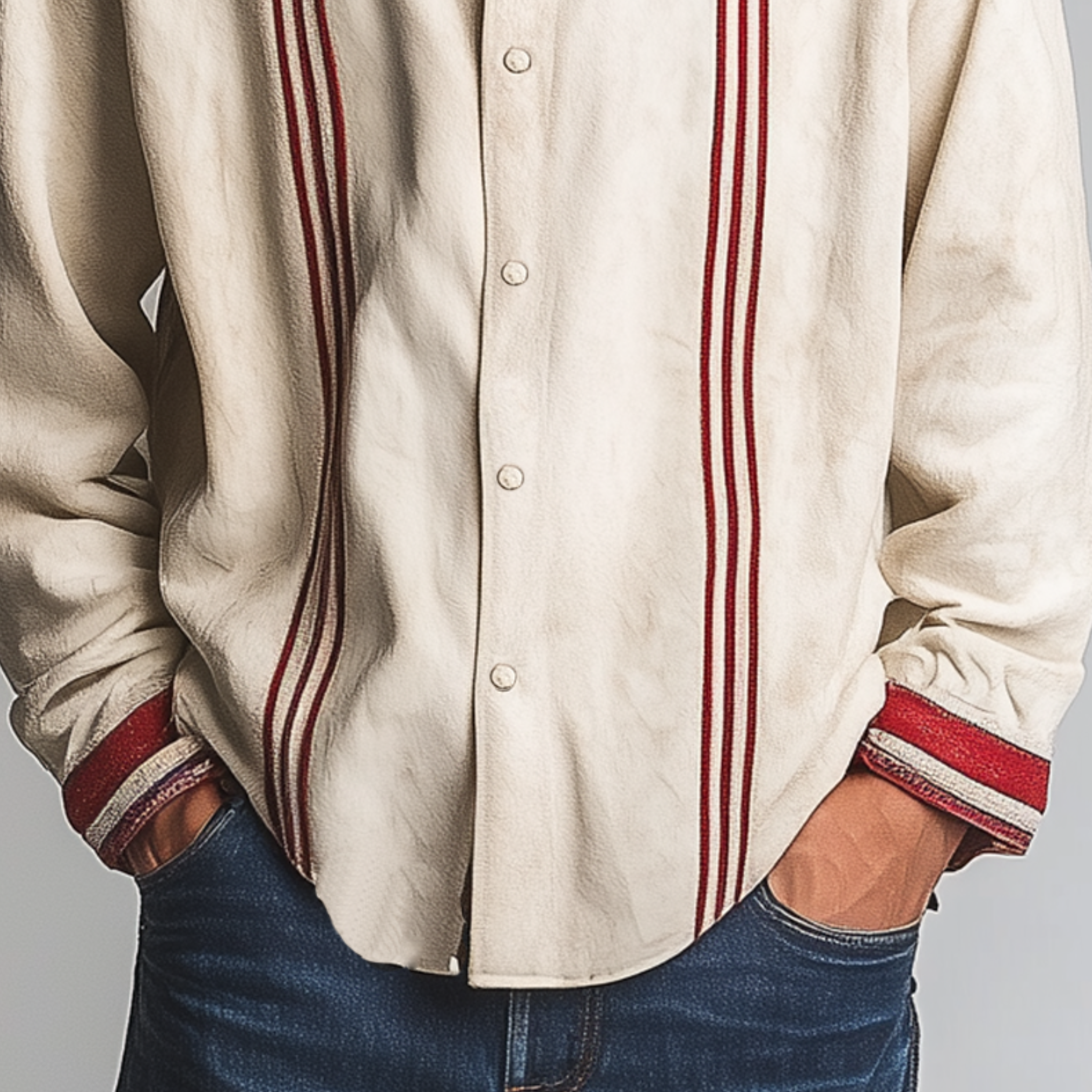 Men's Classic Casual Thin Contrast Color Stitching Suede Embroidery Lapel Long Sleeve Shirt MTA2452G6K