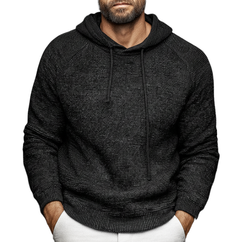 Men's Classic Dark Grey Casual Stretch Knit Hoodie MTA2886J6U