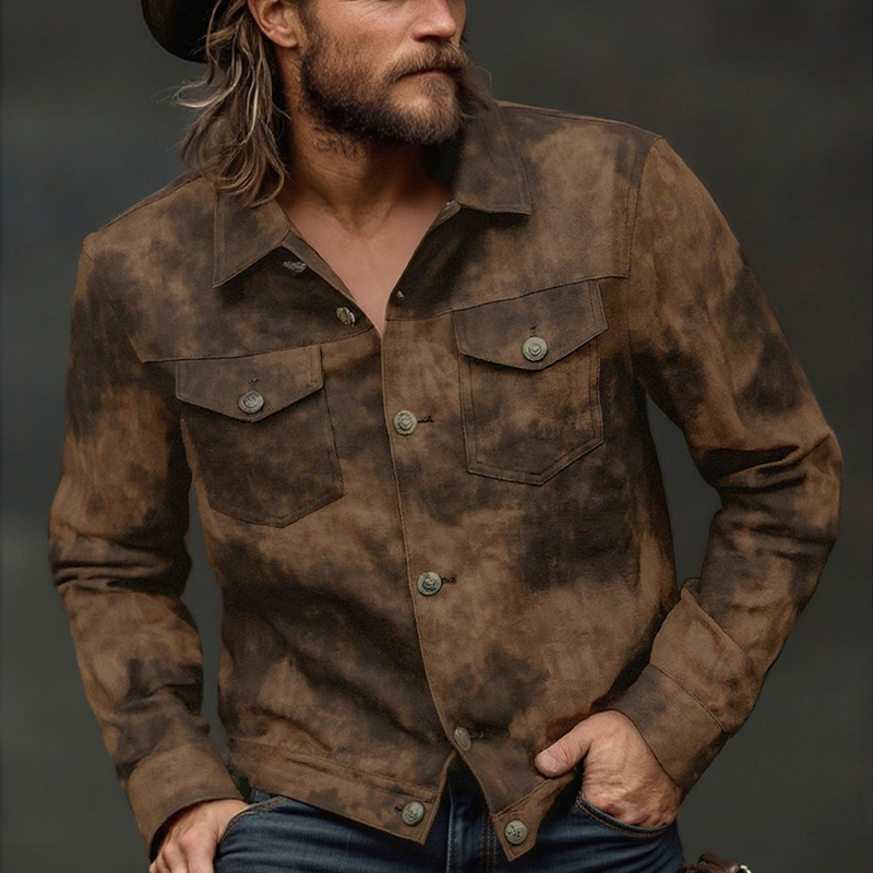 Men's Vintage Distressed PU Leather Lapel Jacket MTA2098H3X