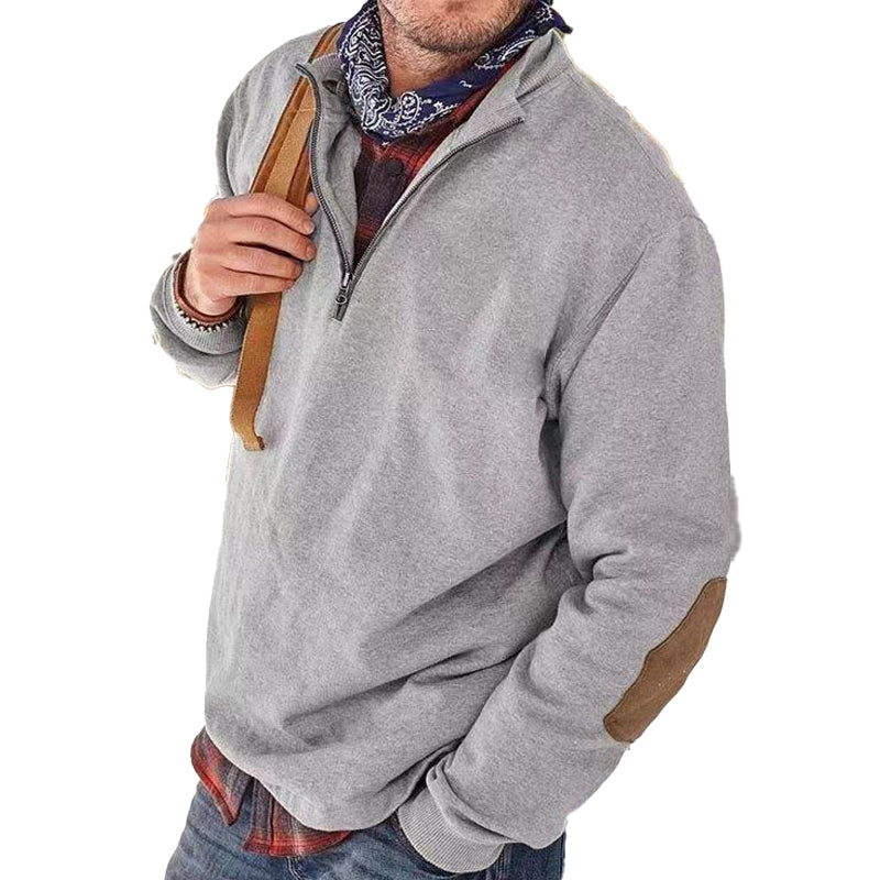 Sudadera informal de manga larga con solapa y cremallera de color liso para hombre 31386354Y