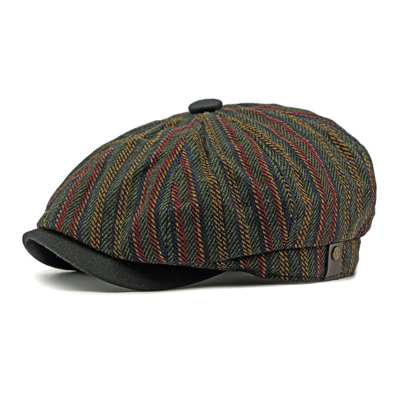 Men's Vintage Bohemian Striped Newsboy Hat 24381666M