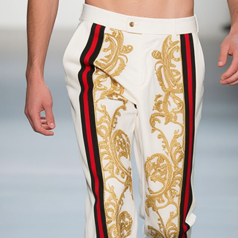 Men's Retro Casual Palace Style Printed Thin Casual Pants MTA1937F6TO