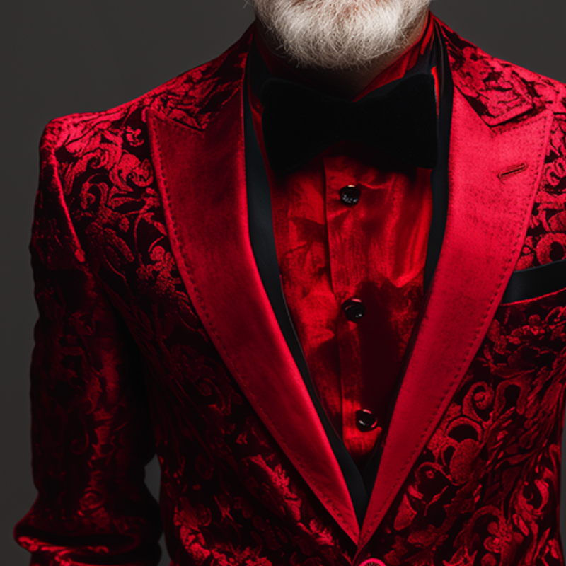 Men's Retro Casual Velvet Print Court Style Blazer MTA0446K6TO