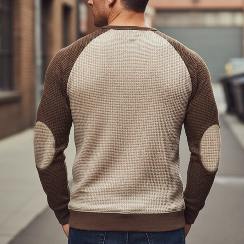 Men's Urban Waffle Texture Color Block Henley Shirt MTA1763K3U