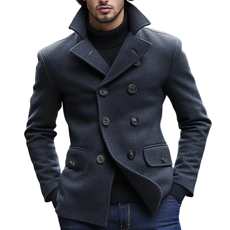 Men's Faux Wool Blend Double-breasted Lapel Jacket MTA0869I8X