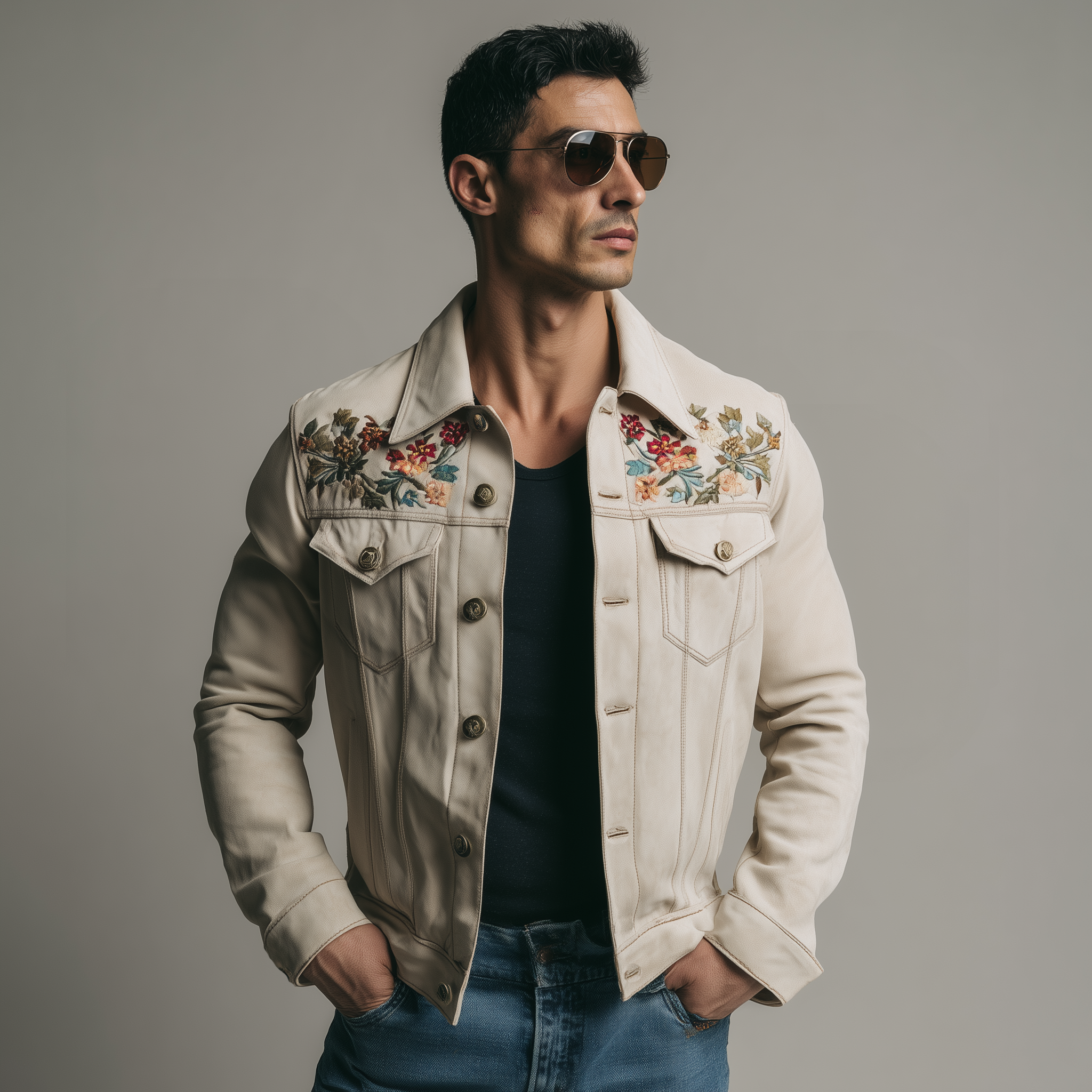 Men's Classic Casual Western Style Embroidered Suede Jacket MTA2069H6K