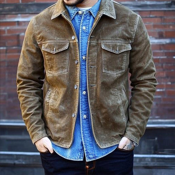 Men's Washed Denim Khaki Jacket 89341216U