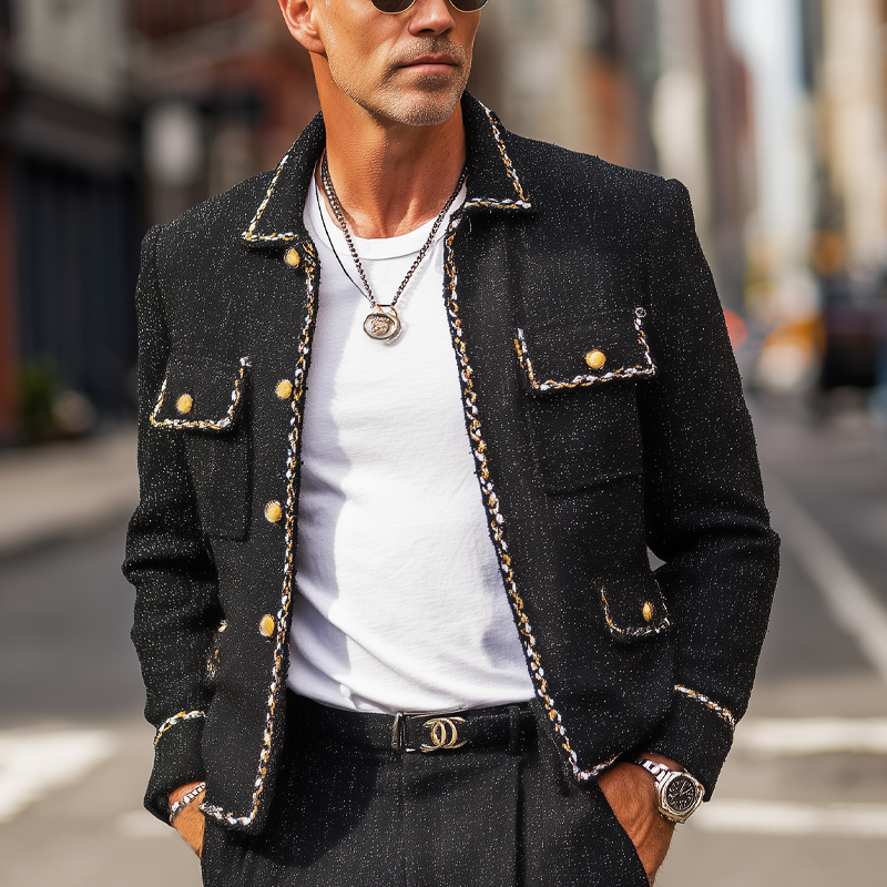 Men's Spring And Autumn Elegant Chanel Style Button Jacket MTA1261H0U