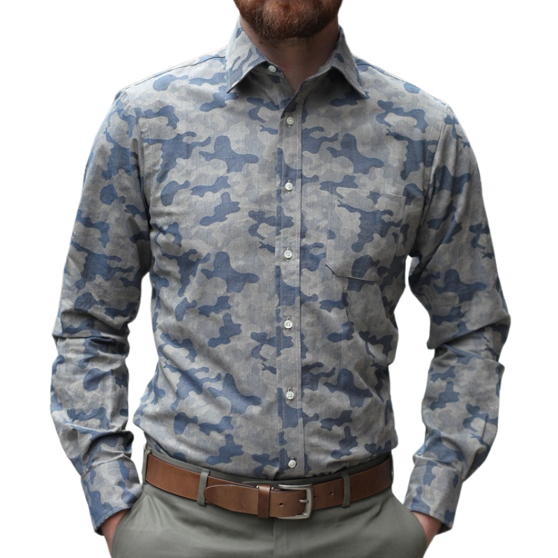 Men's Casual Classic Camouflage Lapel Long Sleeve Shirt 03033366F