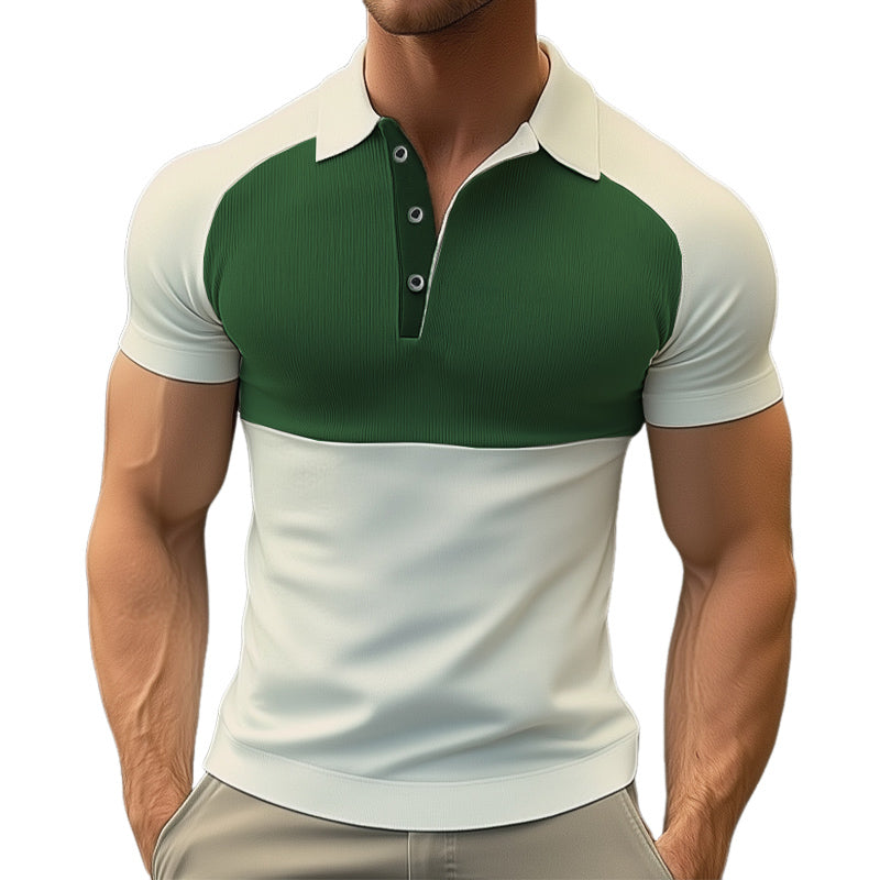 Men's Summer Business Colorblock Slim Fit Polo Shirt MTA0906E7U