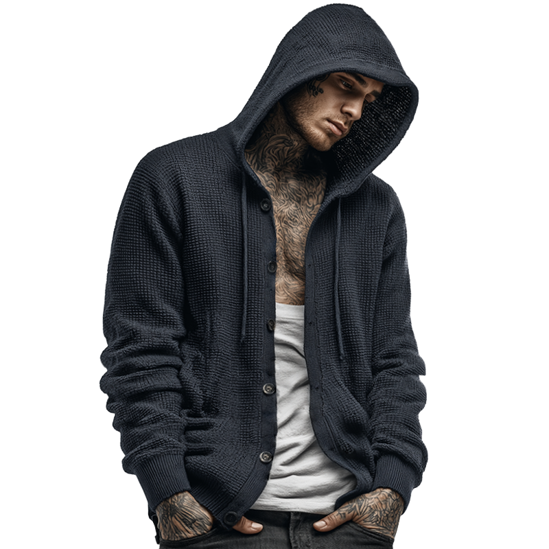 Men's Retro Casual Knitted Hooded Zip-Up Cardigan Jacket MTA0142K1TO