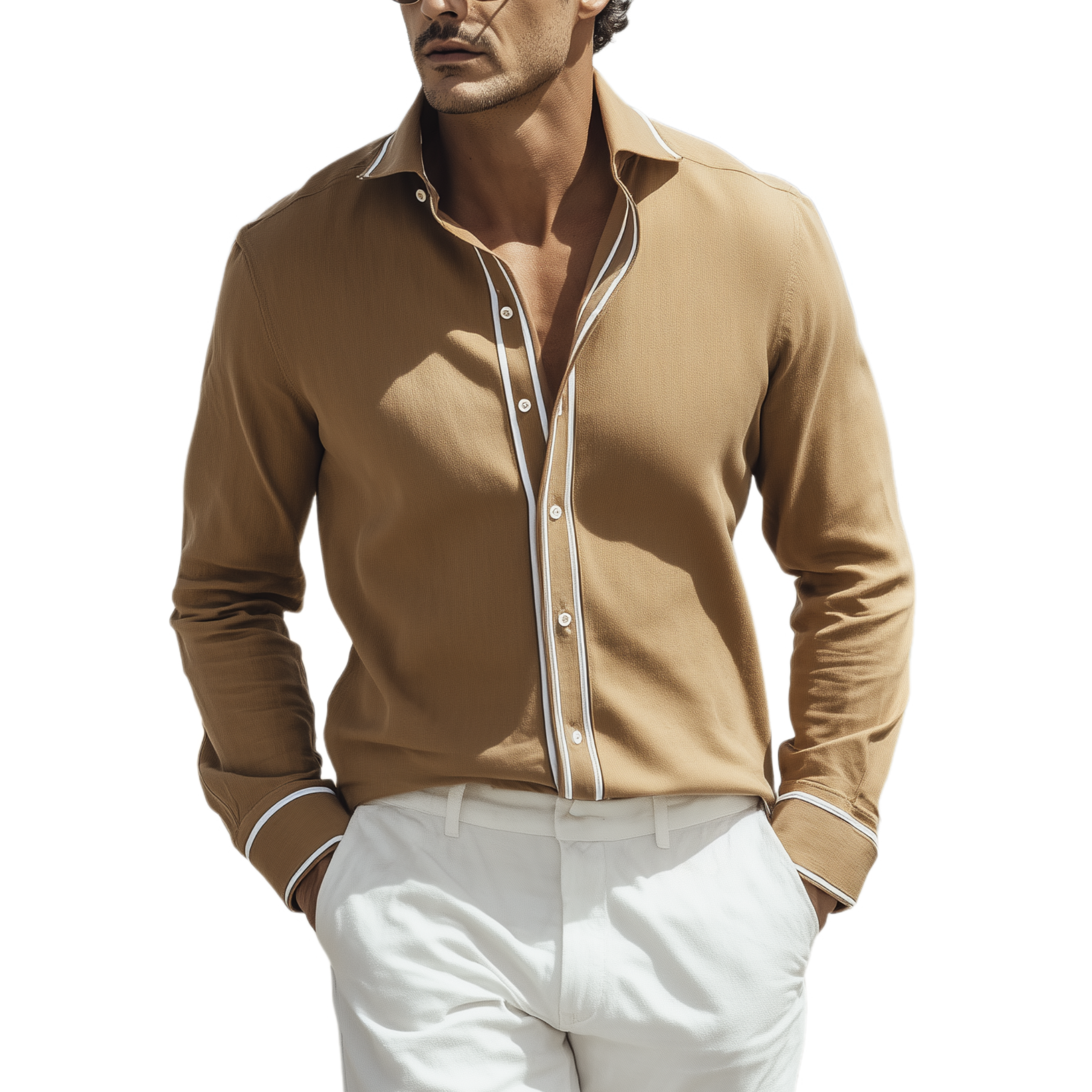 Men's Classic Casual Cotton Blend Slim Fit Long Sleeve Shirt MTA1467H3K