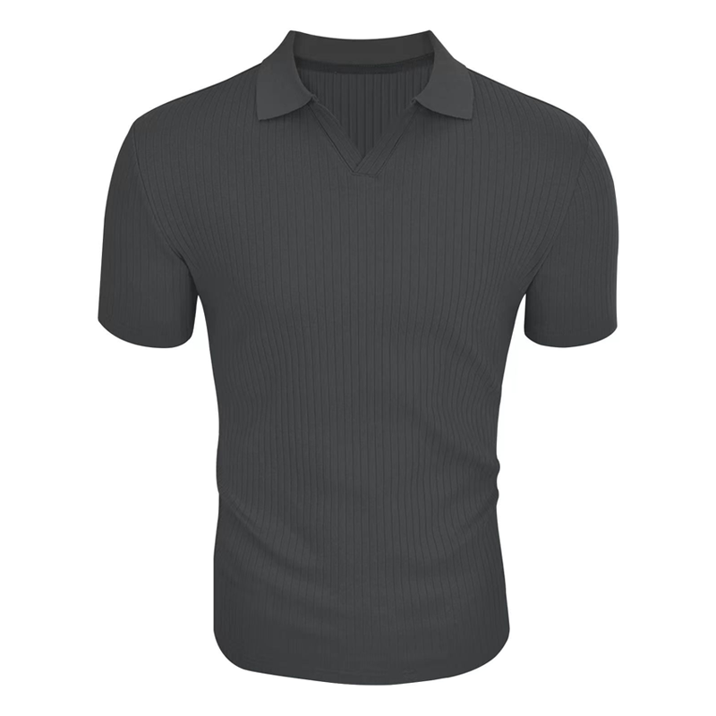 Polo de manga corta con solapa y rayas lisas para hombre 66319205Z