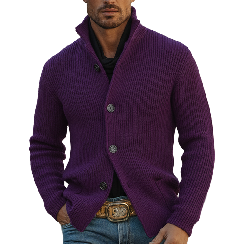 Men's Winter Retro Cotton Yarn Knitted Button Cardigan MTA1728L4P