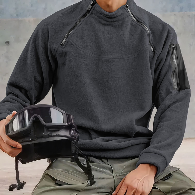 Men's Outdoor Zipper Fleece Crew Neck Pullover Sweatshirt MTA1326H4X