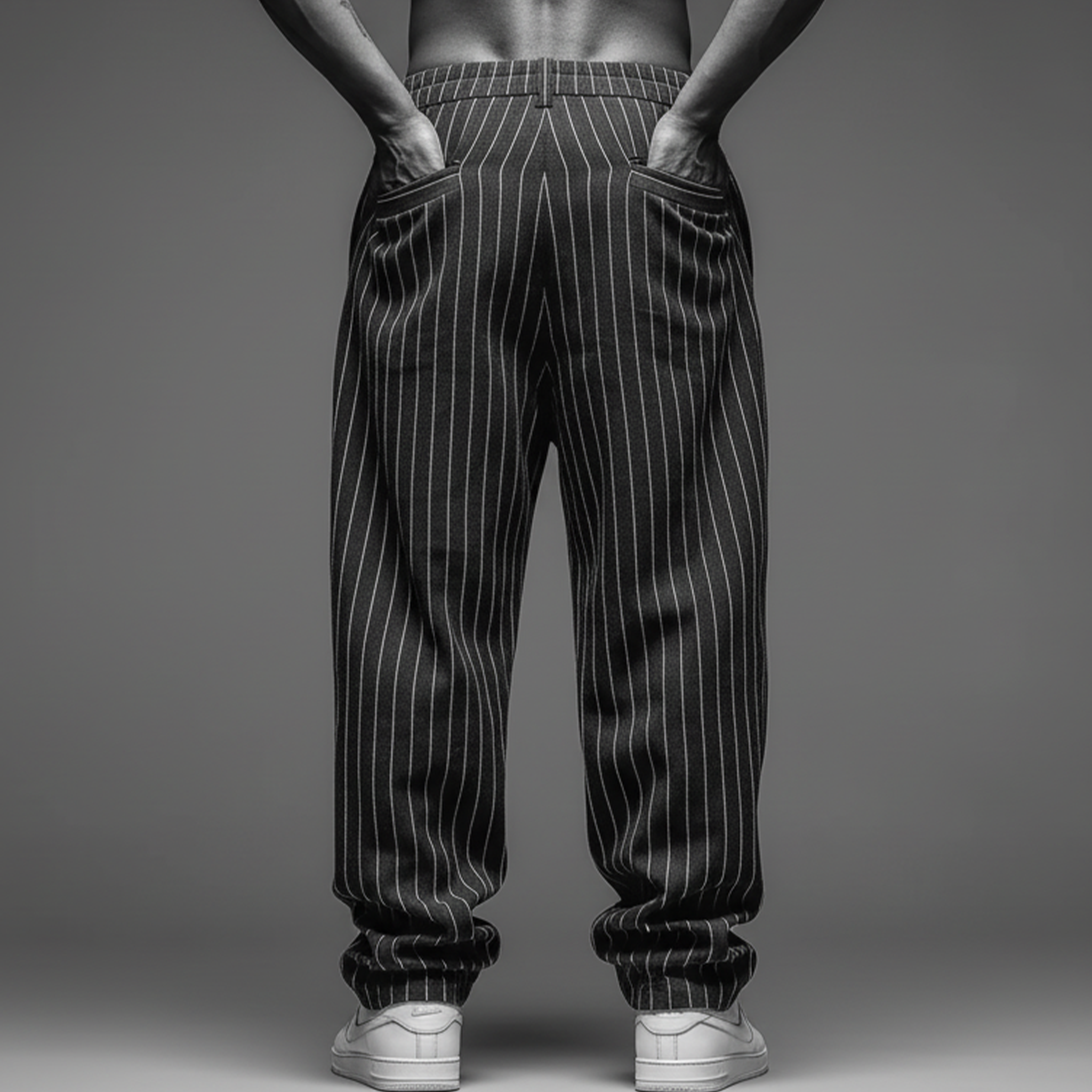 Men's Classic Casual Striped Cotton Blend Loose-fitting Trousers MTA2935J0K