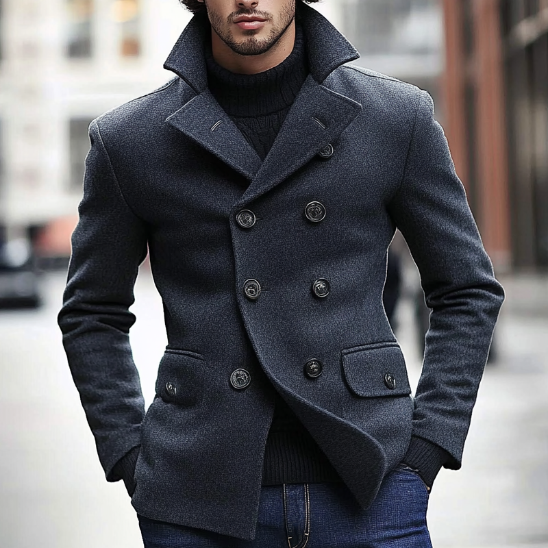Men's Faux Wool Blend Double-breasted Lapel Jacket MTA0869I8X