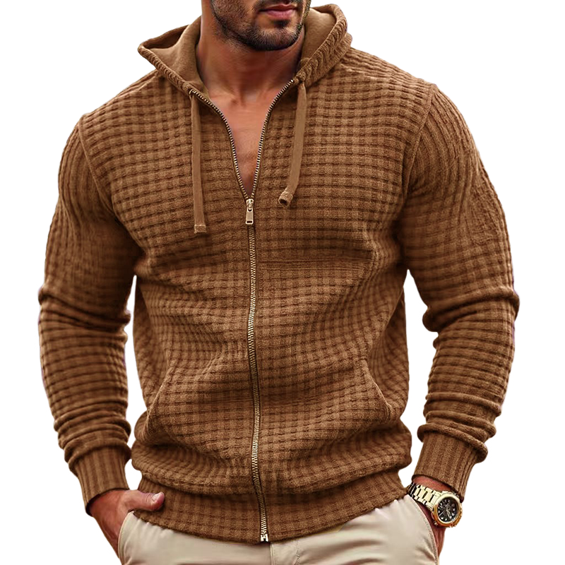 Men's Solid Color Loose Fleece Hooded Jacket MTA2560H3X