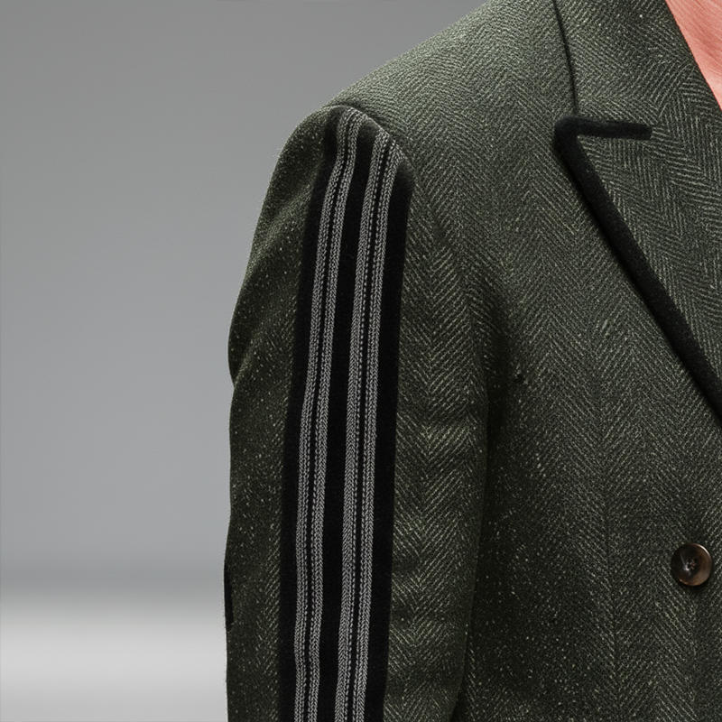 Men's Winter Fashion Contrast Edge Herringbone Faux Wool Double-breasted Jacket MTA2830I6P