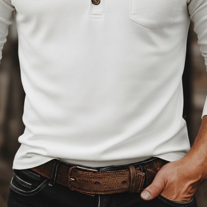 Men's Cotton Blend Thick Knit Henley Sweater MTA1960K2P