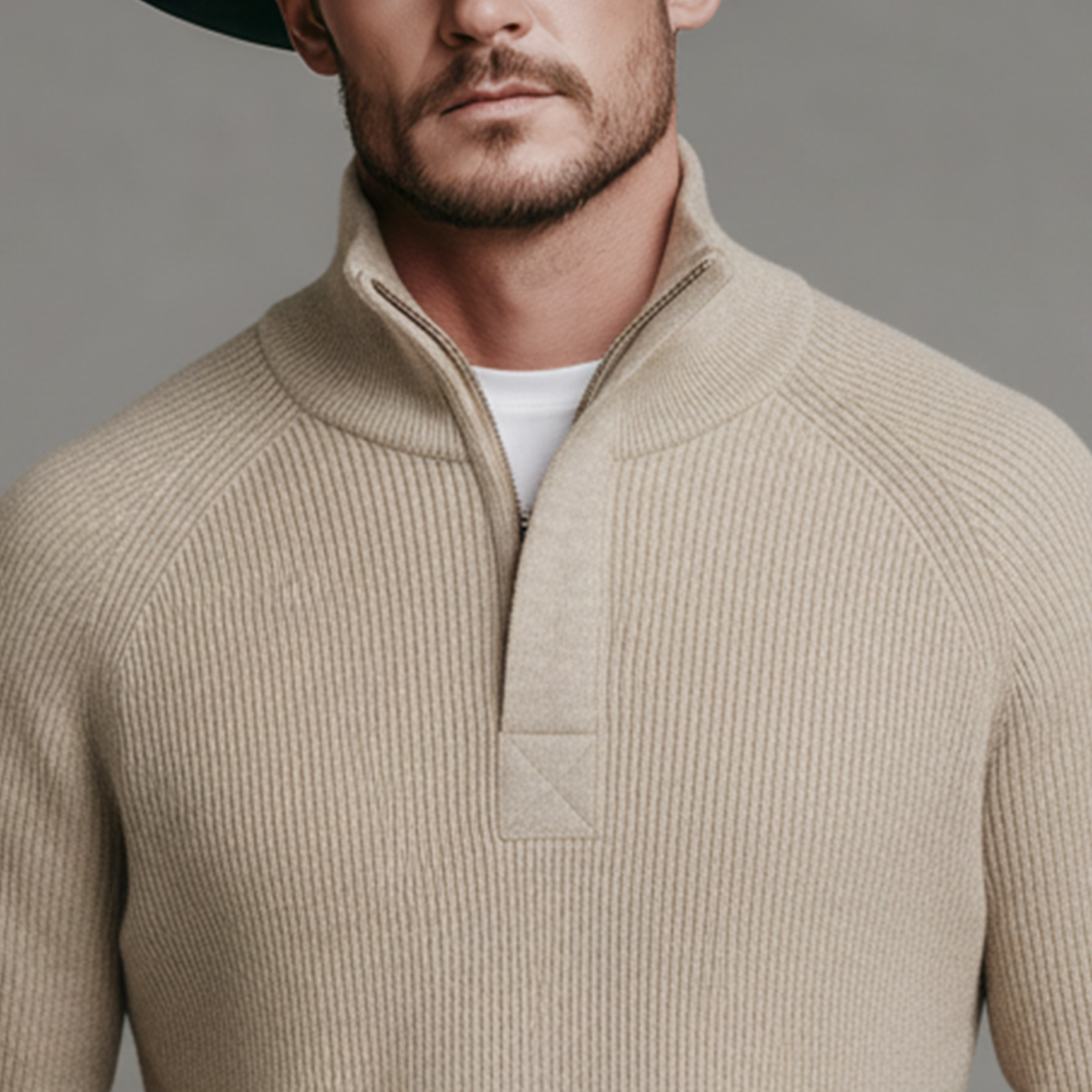 Men's Classic Casual Stand-up Collar Zip-up Sweater MTA2406K8K