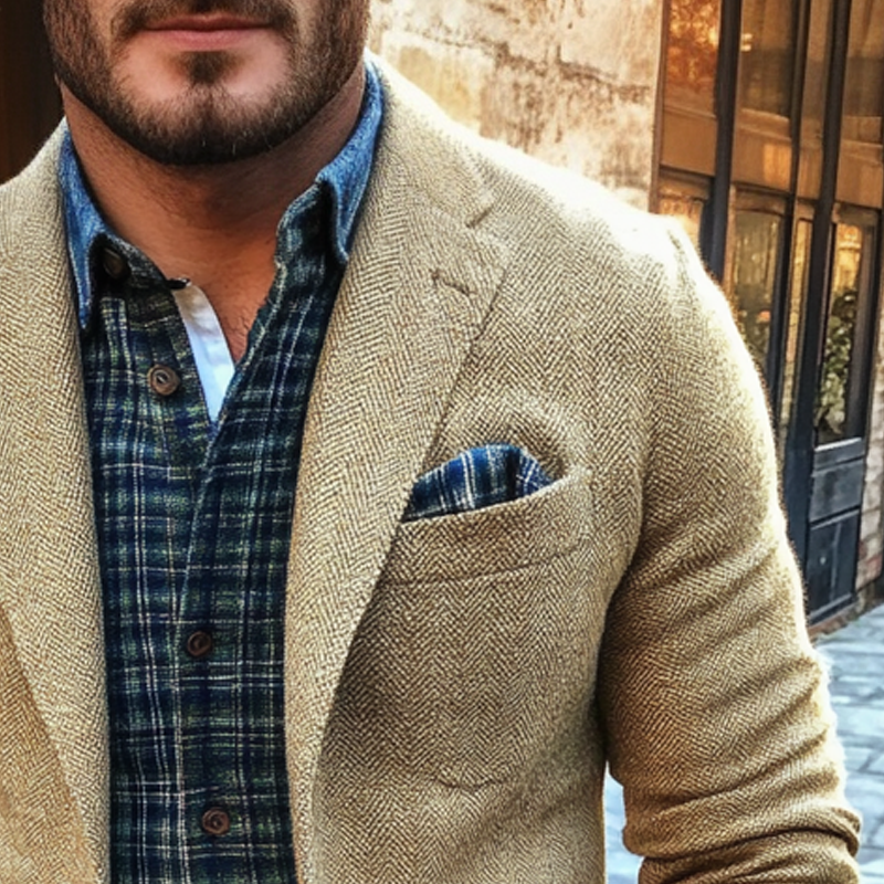 Men's Vintage Herringbone Blend Blazer MTA2681H3X