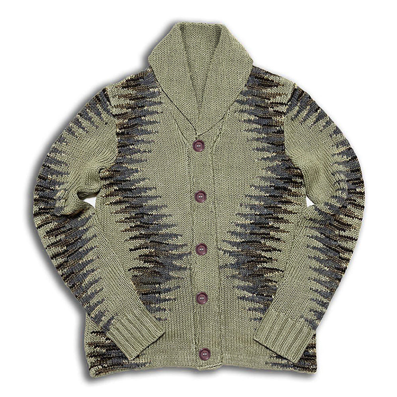 Cardigan monopetto lavorato a maglia con risvolto in jacquard geometrico vintage da uomo 67290867M