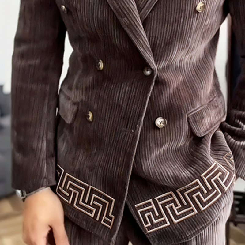 Men's Retro Casual Corduroy Embroidered Blazer MTA3083K1TO