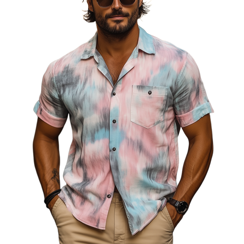 Men's Summer Fashion Rendering Print Short Sleeve Shirt MTA0114G9U