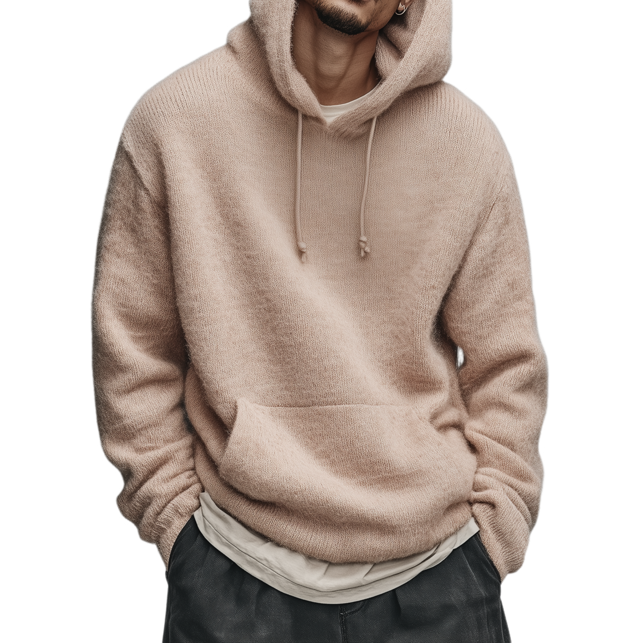 Men's Classic Casual Hooded Loose Sweatshirt Pink Sweater MTA2300I8K