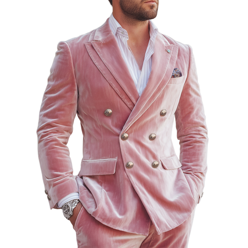Men's Classic Double-breasted Double-layered Collar Blazer MTA2648I9U