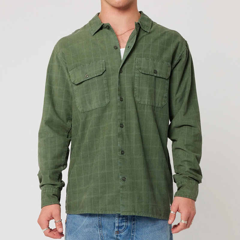 Men's Fashion Striped Cotton And Linen Long Sleeve Shirt MTA0537G5P