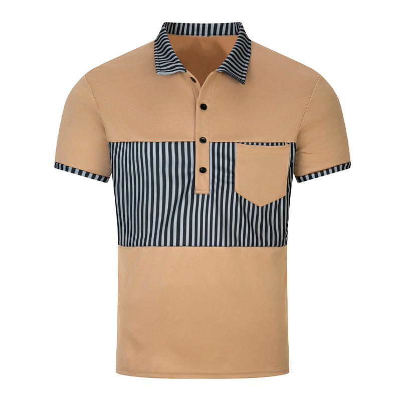 Men's Stripe Print Short Sleeve Polo Shirt 18376021X