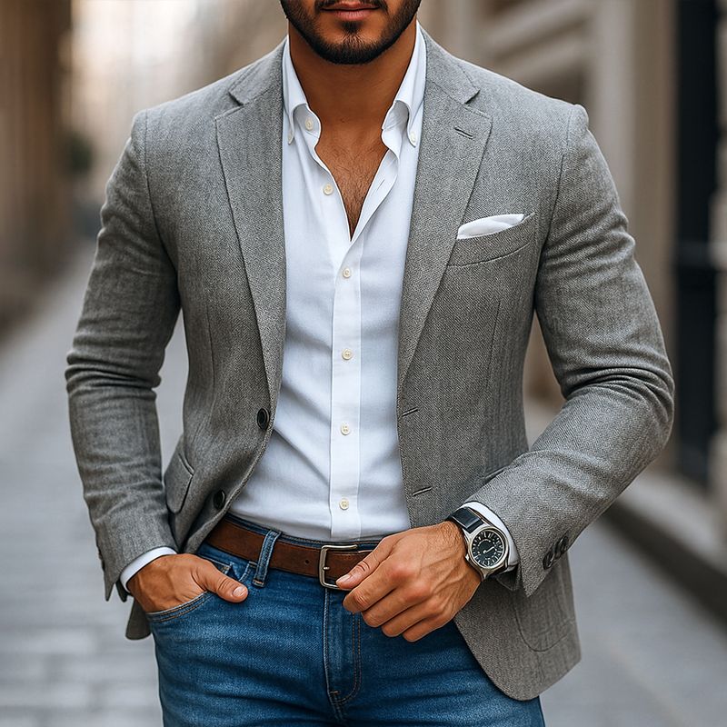 Men's Fashion Notch Lapel Two Buttons Casual Blazer MTA1917G8Z