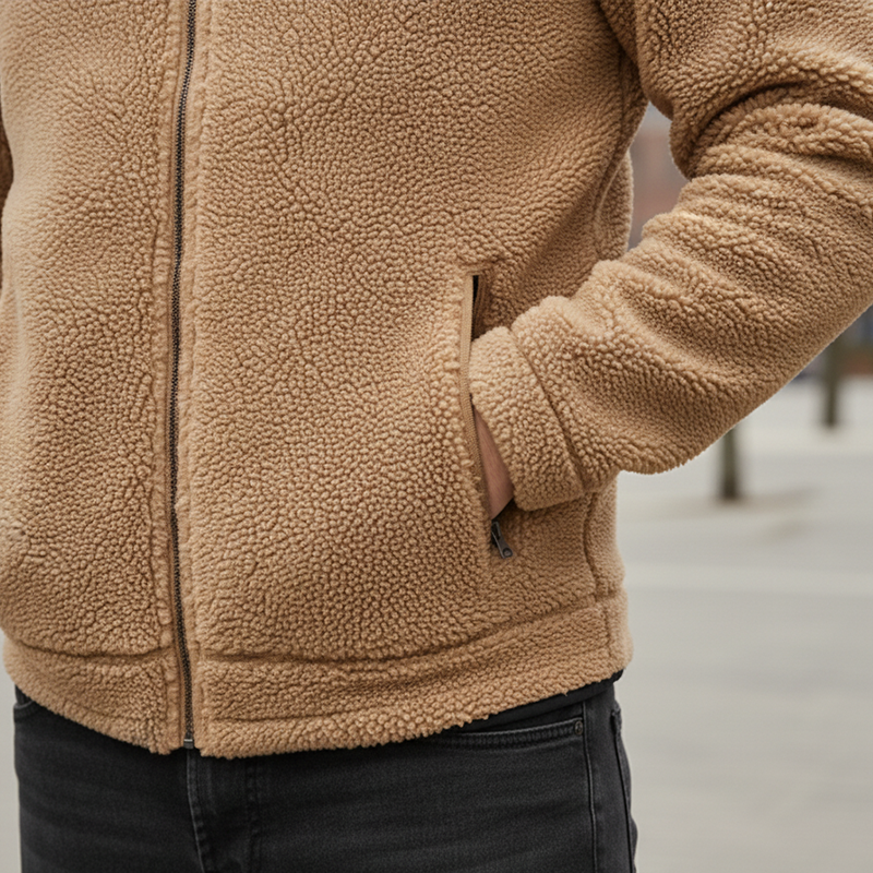 Men's Winter Fashion Stand Collar Polar Fleece Zipper Jacket MTA2241J7P