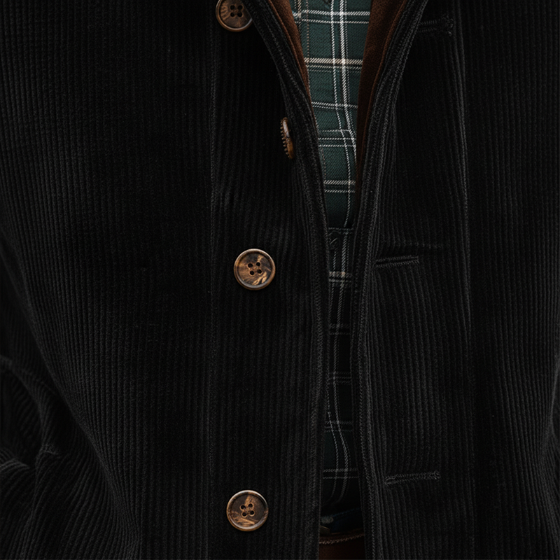 Men's Winter Retro Color Block Corduroy Button Jacket MTA0542K9P