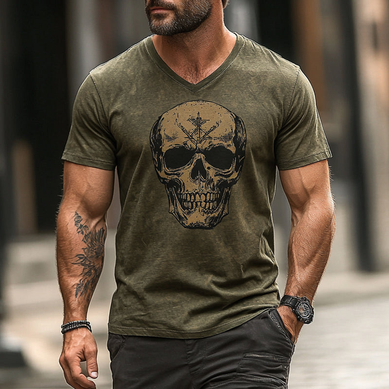 Men's Vintage Printed Skull Short Sleeve T-Shirt 44896410X