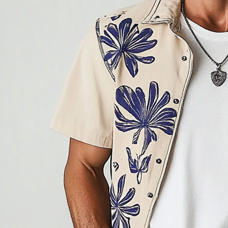 Men's Fashion Printed Short Sleeve Jacket Shirt 60198448P