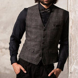 Men's Vintage Check Button Vest 80889456U