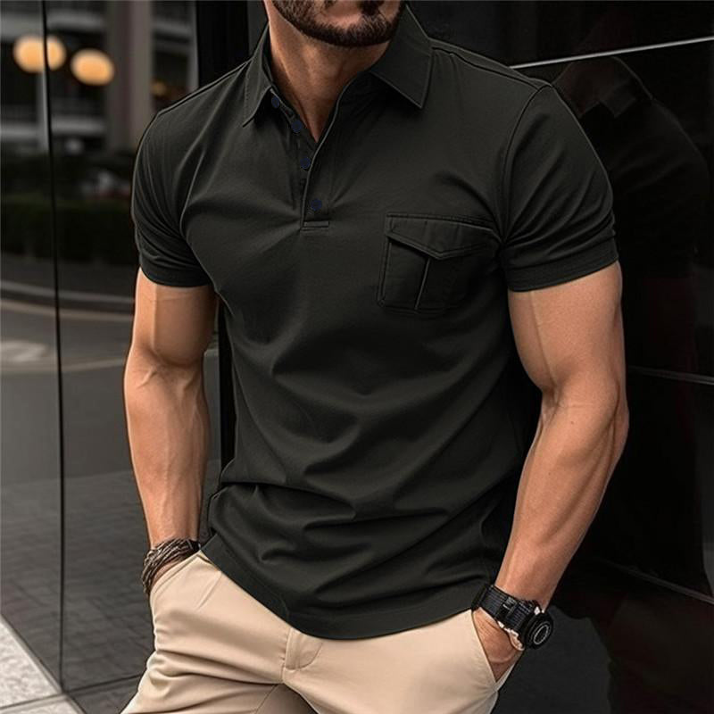 Polo casual da uomo a maniche corte con risvolto sottile 18107009M