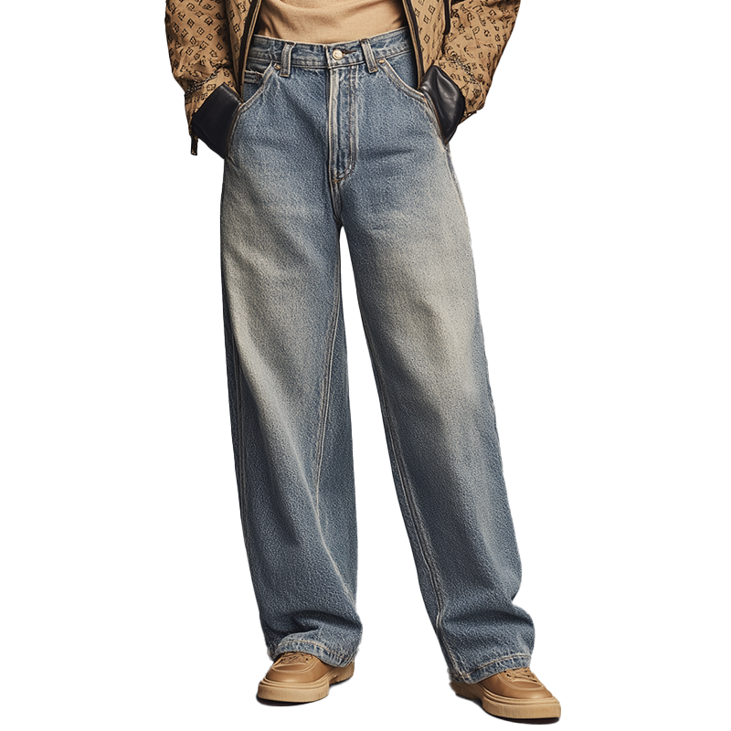 Men's Vintage Washed Denim Straight Jeans MTA2935H2P