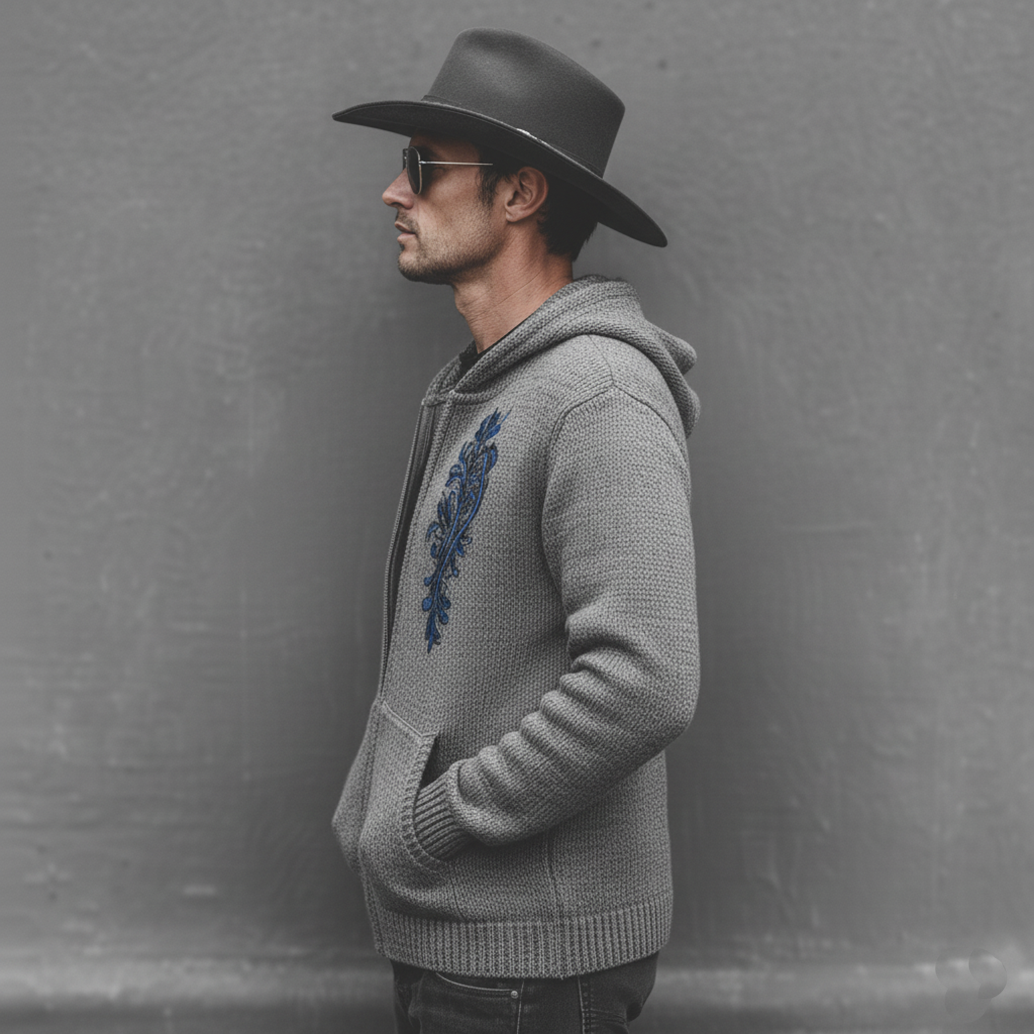 Men's Classic Casual Embroidered Hooded Zip-Up Cardigan MTA0422L1K