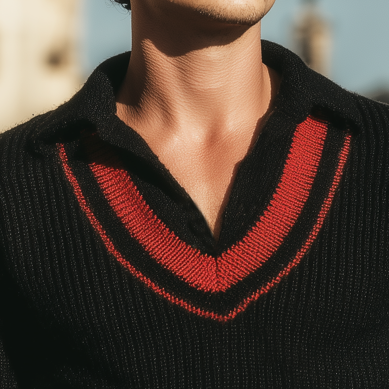 Men's Retro Colorblock Knitted Pullover Sweater MTA0986I0U