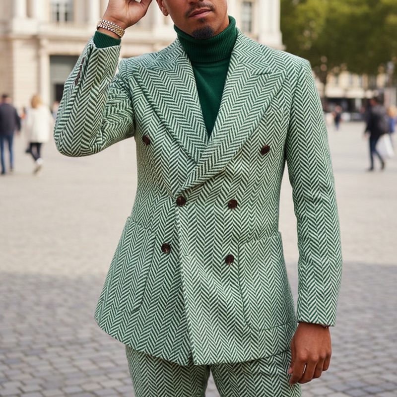 Men's classic herringbone double-breasted Blazer MTA1814I0U