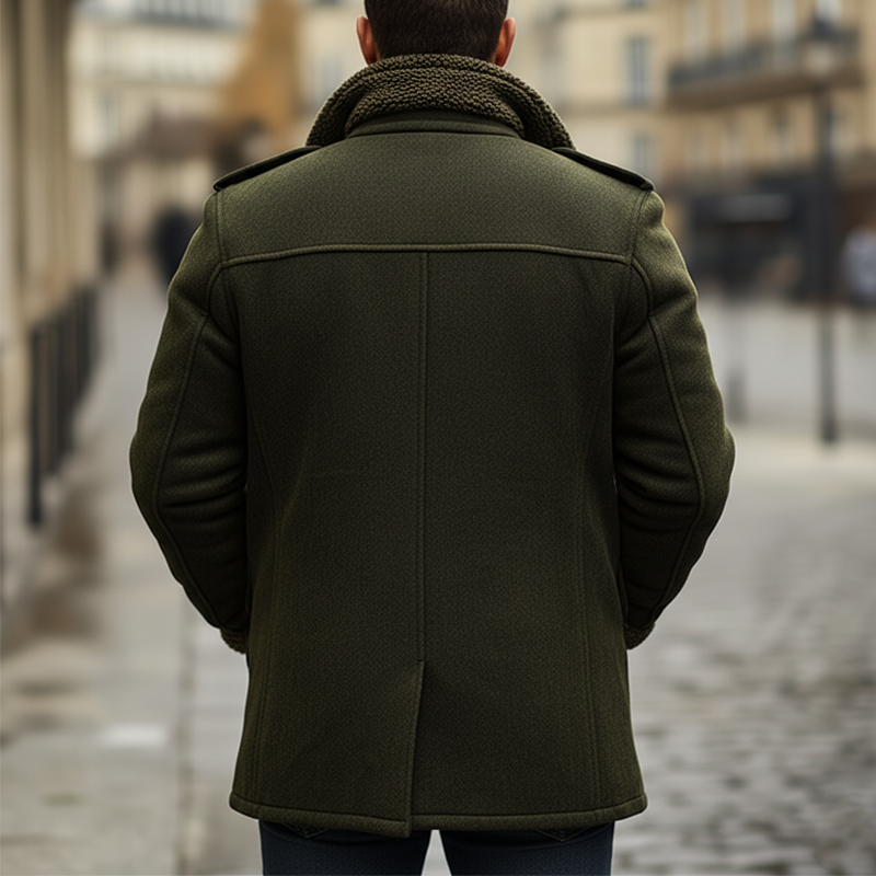 Men's Classic Suede Lamb Wool Lined Button-down Short Coat MTA0486K9U