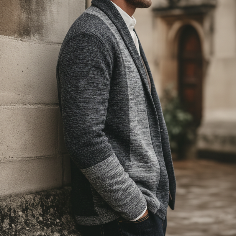 Men's Winter Retro Stitching Faux Cashmere Knit Cardigan MTA1671J6P
