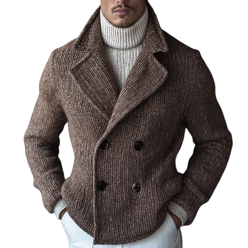 Men's Vintage Casual Knit Double Breasted Lapel Jacket MTA1818I3TO